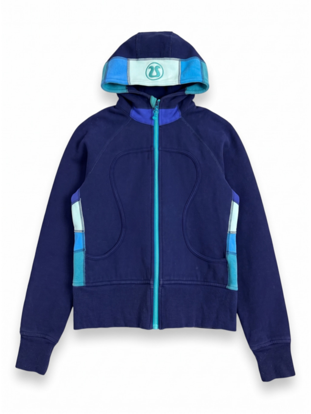 LULULEMON Jacket Scuba Zip-up Blue Hoodie Cotton Fleece Casual Streetwear, Sz 8